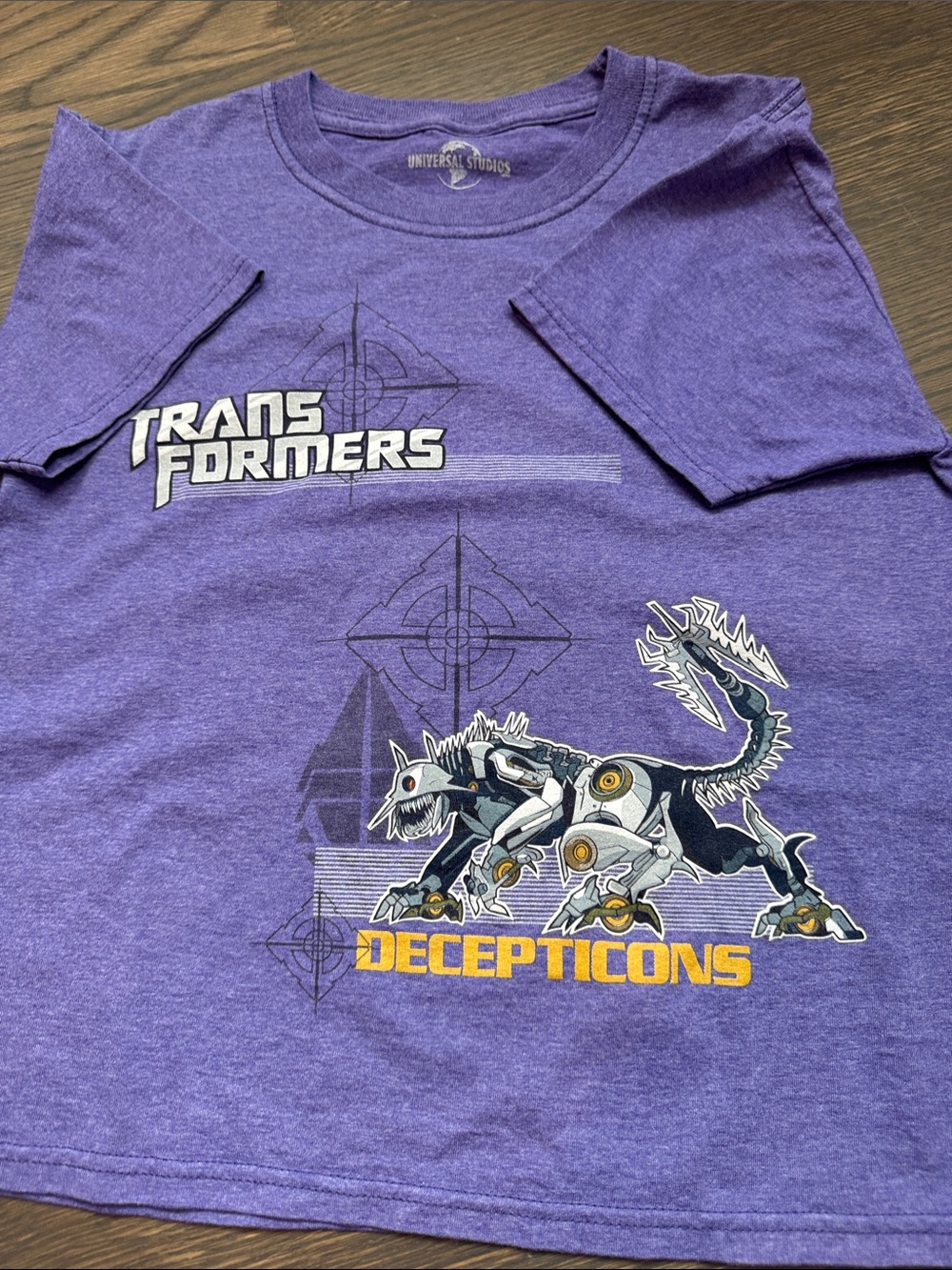 Universal Purple Transformers Decepticons Graphic Tee with Yellow Logo
